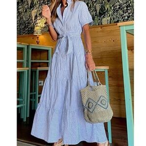 Striped Blue Maxi Dress